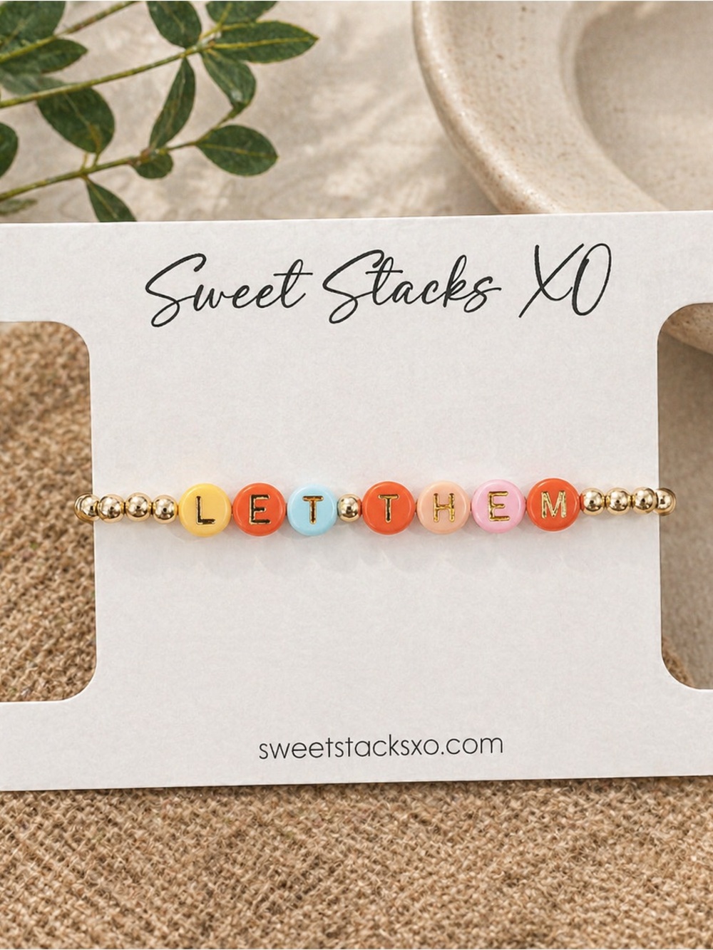 Let Them Graphic Beaded 14K Gold Filled Beaded Bracelet